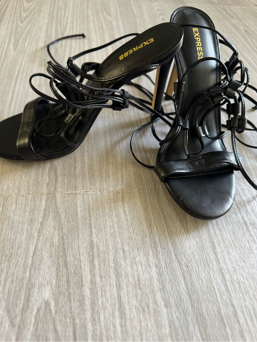 Express Black Lace-Up Strappy Women's Sandals - Picture 2 of 3